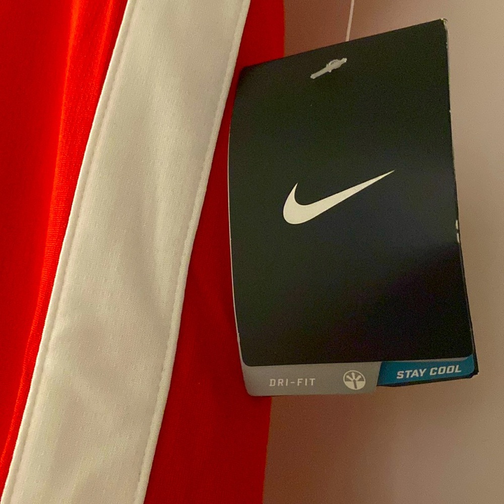 NWT [Nike] Dri-Fit Basketball Performance Sleeveless Jersey Red w/ White - Picture 11 of 11